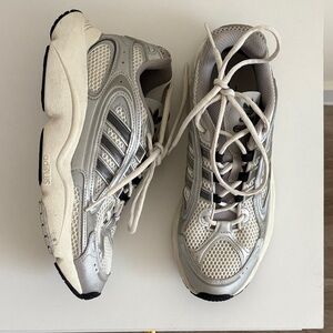 Silver and Cream Adidas Sneakers